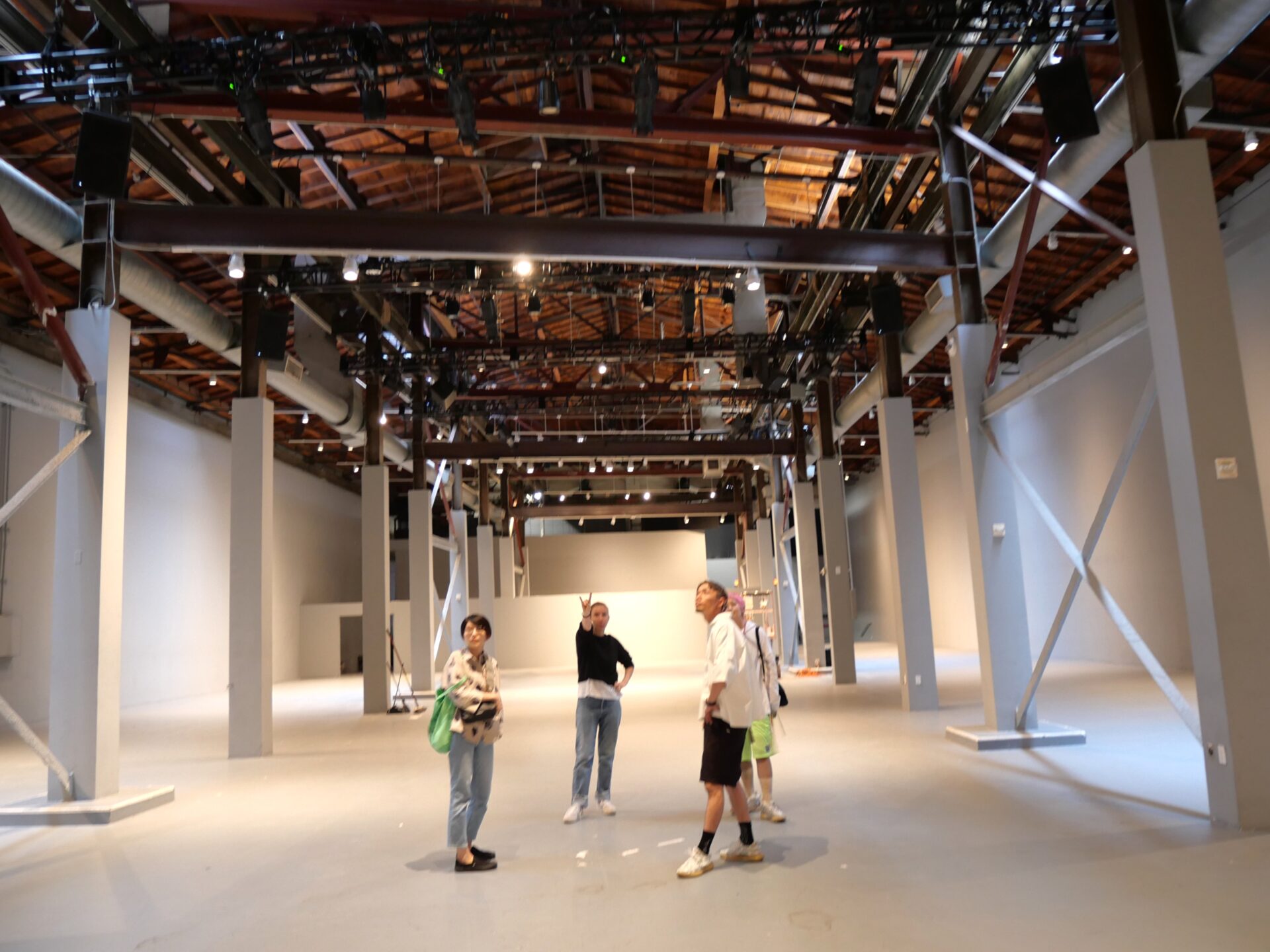 MES and Tsukamoto standing at the Geffen Contemporary at MOCA